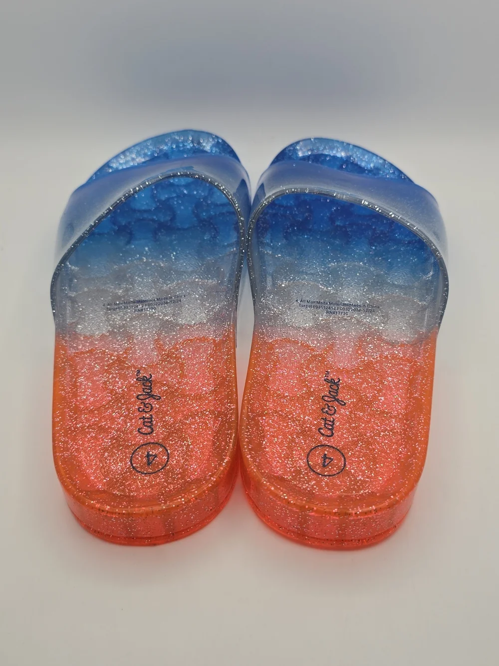 Cat & Jack Blue and Orange Glitter Ombre Slide Sandals